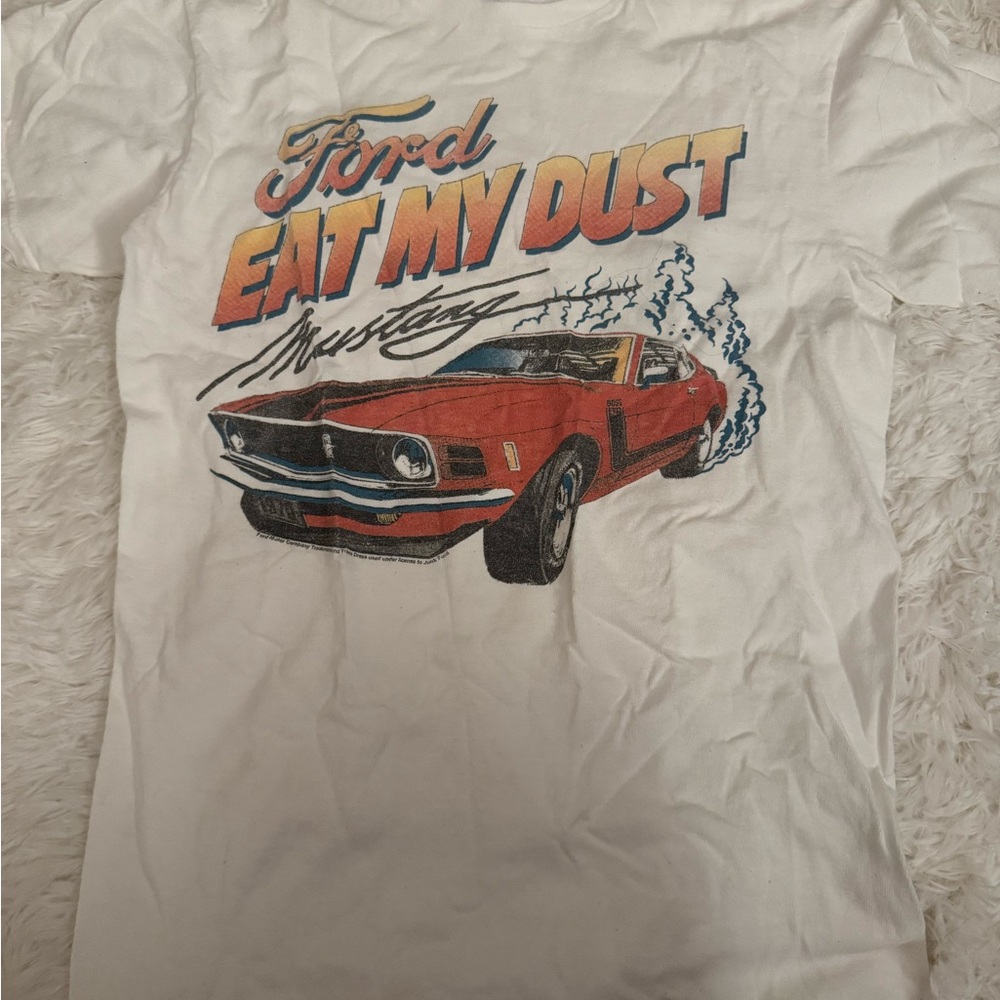 Urban Outfitters White Short Sleeve Tee with Red Mustang Graphic